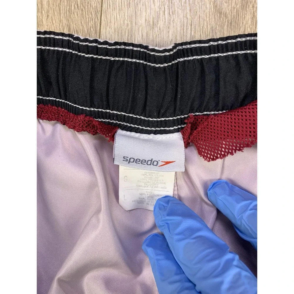 Speedo Men Sz Large Floral Red Swimsuit MESH REMOVED Swim Trunks Swimming Shorts